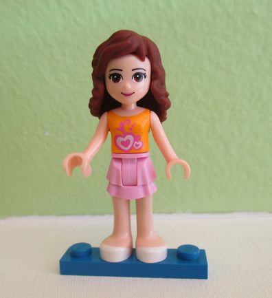 LEGO Minifigure-Olivia, Bright Pink Layered Skirt, Orange Top-Friends-FRND023-Creative Brick Builders